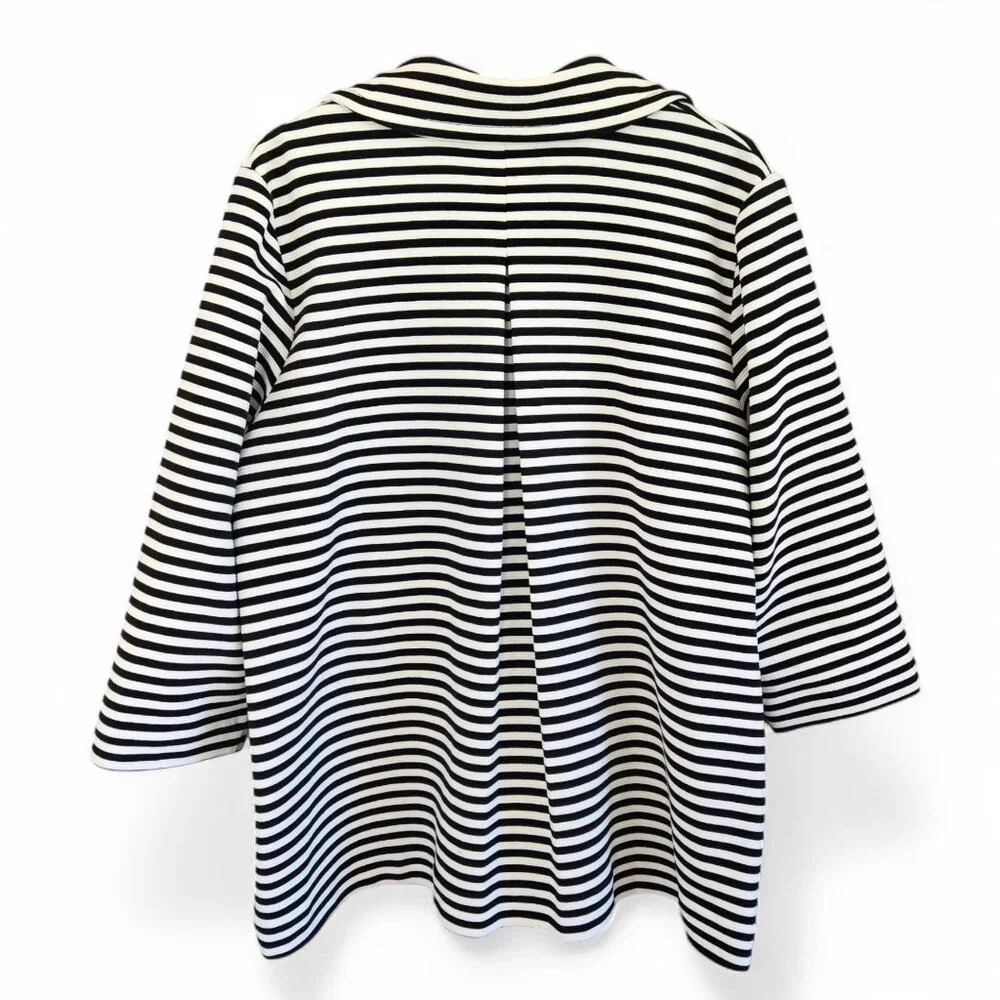 Vintage Pendleton Womens XL Striped Swing Jacket Blazer Navy/White Pleated Back - Picture 7 of 14